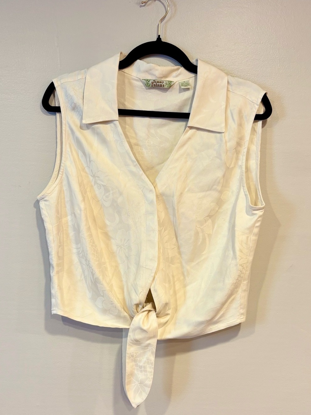 Tommy Bahama Vintage 100% Silk Sleeveless Tie-Front Tropical Blouse Women's M/L